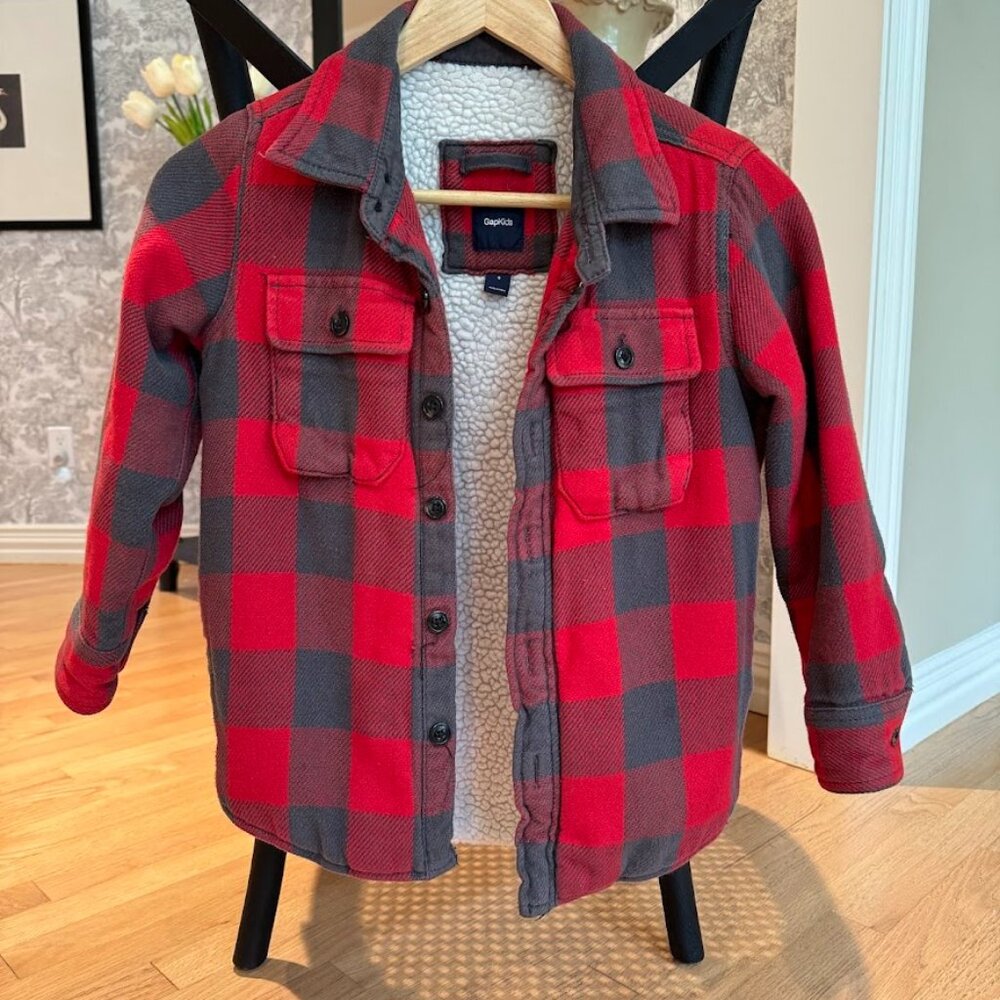 Boy's Sherpa lined flannel jacket